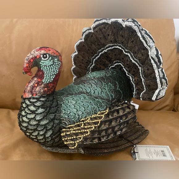 NWT Beaded Turkey Novelty Plush Pillow - John Derian for Target - Picture 5 of 6